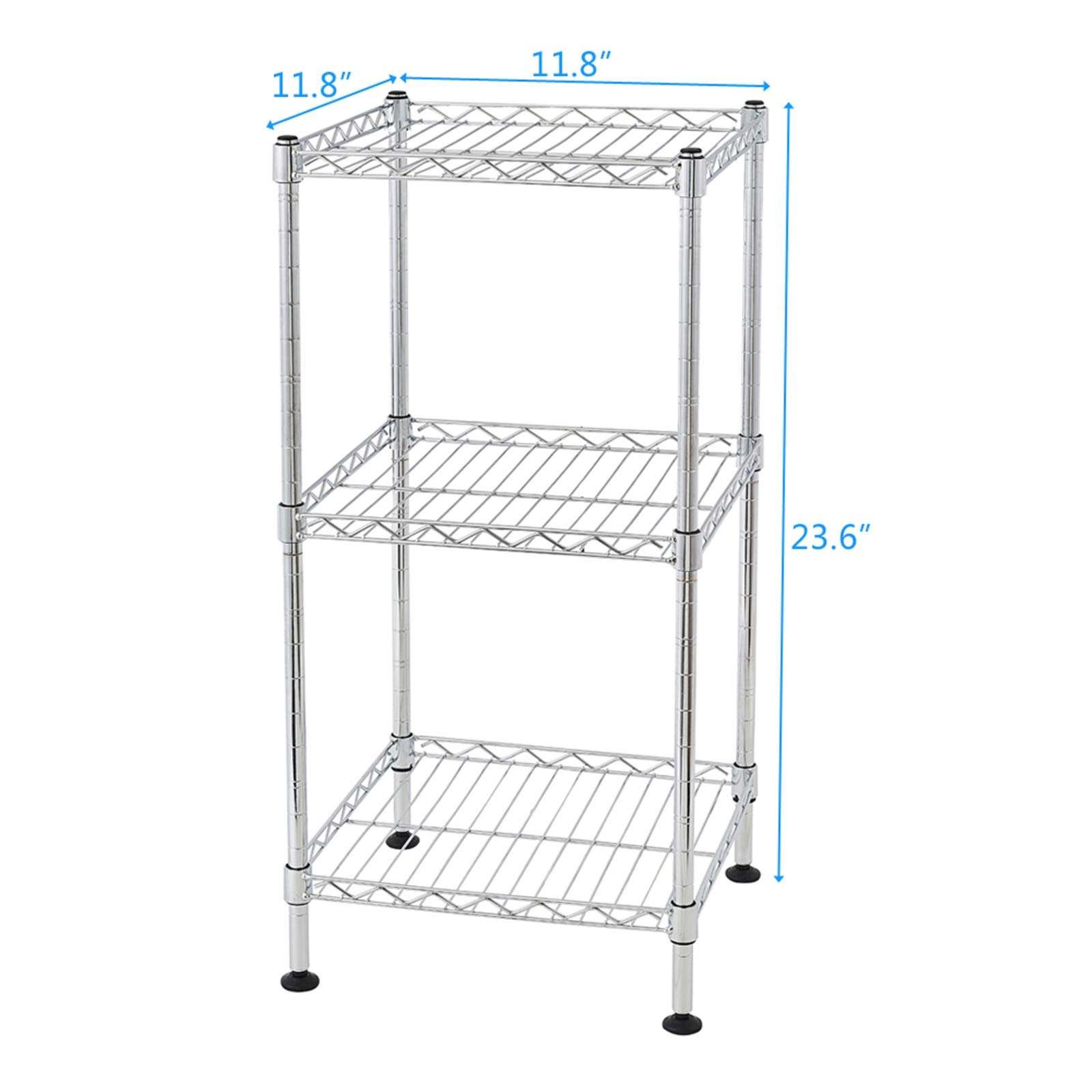 Guangshuohui 3-Tier Metal Storage Rack,Steel Wire Shelving Tower,Metal Storage Shelf Unit for Laundry Bathroom Kitchen Pantry Closet, Silver