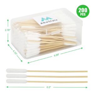 AkoSlale Dog Ear Cleaner Q Tips, 200pcs, 6 Inch Long Cotton Swabs for Dogs - Biodegradable Ear Cleaning Swabs for Pet Ear Infection Treatment and Wax Removal