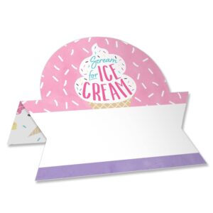 big dot of happiness scoop up the fun - ice cream - sprinkles party tent buffet card - table setting name place cards - set of 24