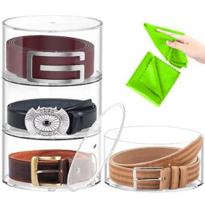 Acrylic Belt Organizer for Closet - 4 Compartments Transparent Storage Holder | Display Case for Makeup, Jewelry, Watches, Bow Tie, & Bracelets | Multipurpose Clear Containers & Versatile Design