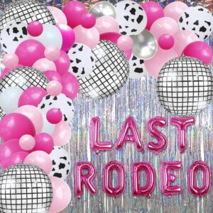 99 Pcs Western Theme Last Rodeo Bachelorette Party Decorations - Cowgirl Ring Balloon Garland Arch Kit Pink for Final Rodeo Bride to be Wedding Bridal Shower Party Decoration Supplies