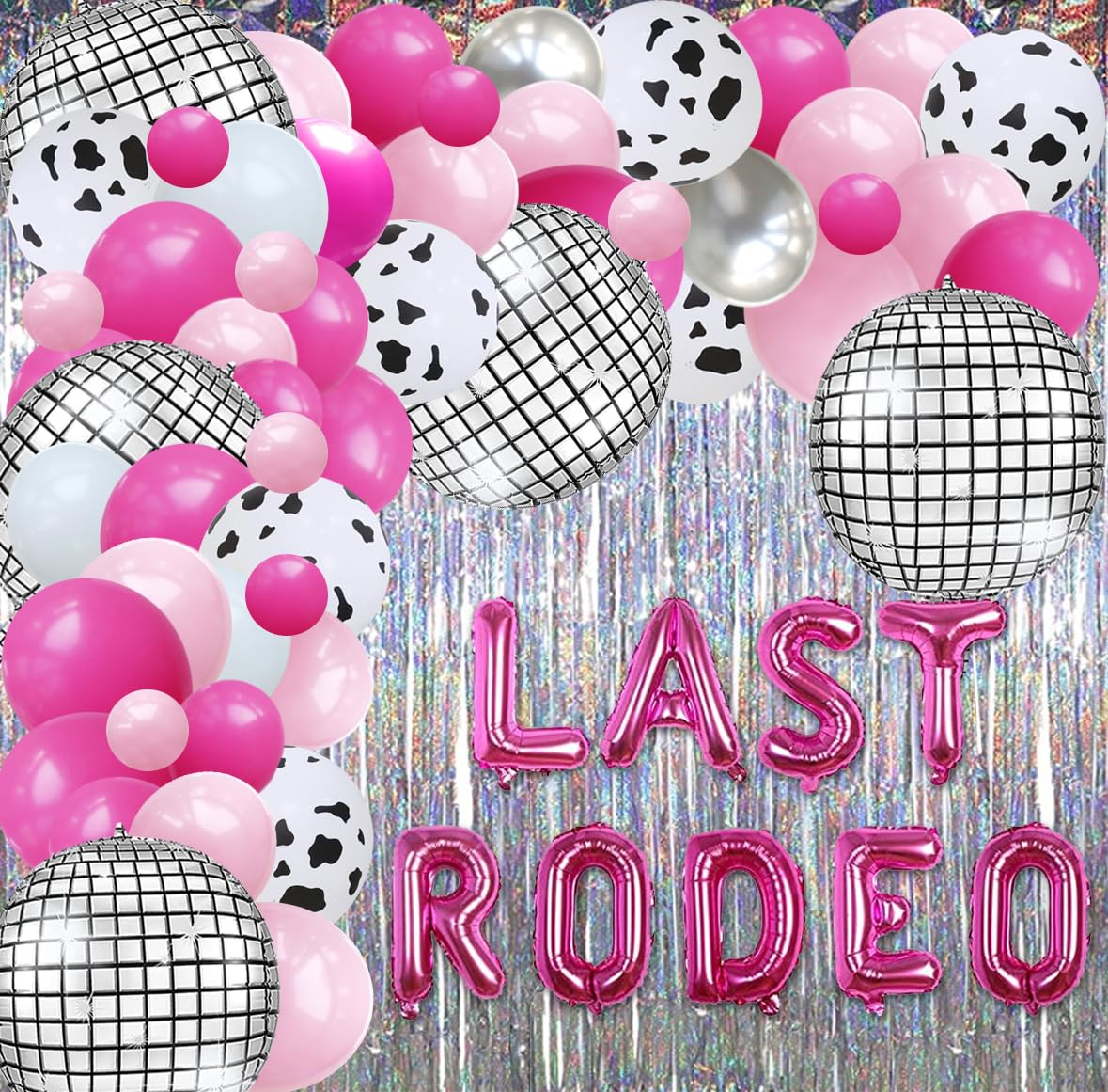 99 Pcs Western Theme Last Rodeo Bachelorette Party Decorations - Cowgirl Ring Balloon Garland Arch Kit Pink for Final Rodeo Bride to be Wedding Bridal Shower Party Decoration Supplies