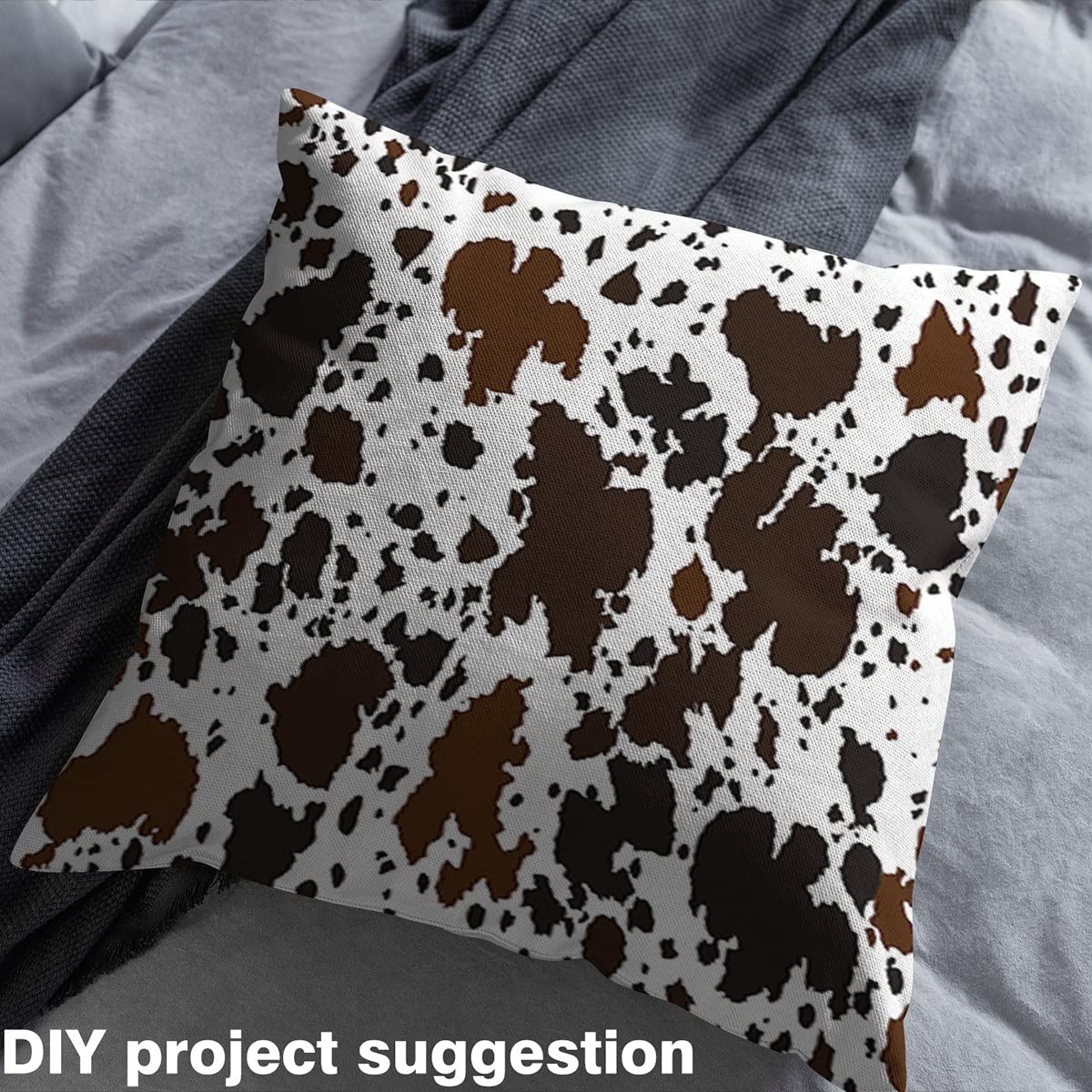 Manfei Cow Print Fabric by The Yard, Brown White Cow Fur Print Fabric for Craft Lovers and Sewing Hobby, Abstract Cowhide Print Decorative Fabric for for Upholstery and Home DIY Projects, 1 Yard