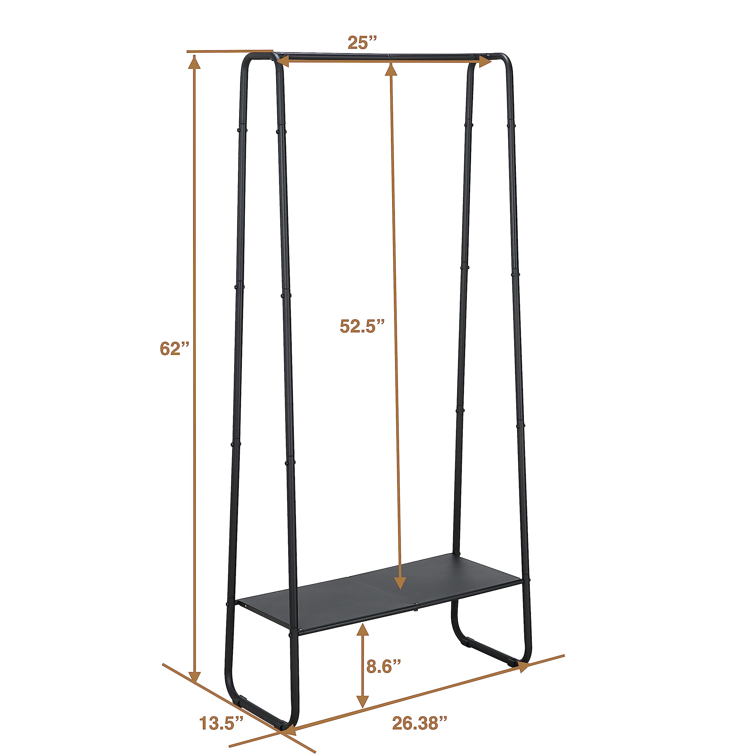 SunnyPoint Freestanding Clothes Garment Rack, Organizer Closet (BLK)