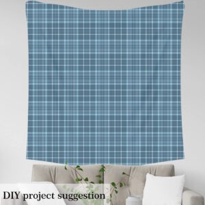 Blue Tartan Fabric by The Yard, Scottish Plaid Upholstery Fabric, Geometric Check Grid Lattice Stripe Decorative Fabric, Cross Line Indoor Outdoor Fabric, DIY Art Waterproof Fabric, 3 Yards