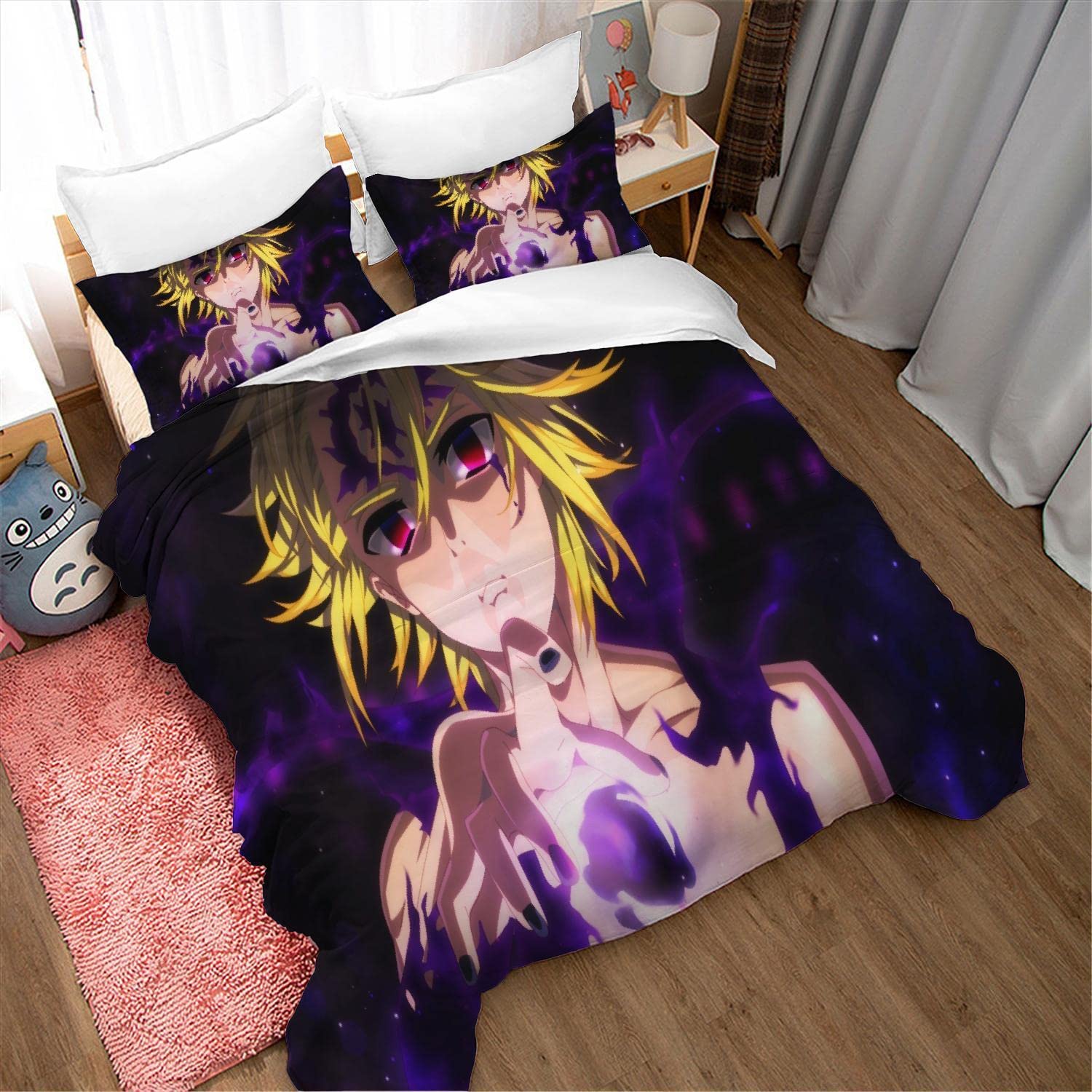 LHASA Seven Deadly Sins Anime Wrath Duvet Covers, Soft Microfiber Washed Duvet Cover Set 3 Pieces with Zipper Closure. (05,Full (79"x90"))