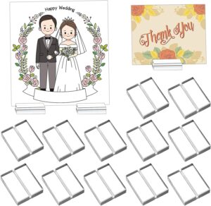 acrylic sign holder clear place card holders acrylic stands table number stands wedding sign holders card display stand for table wedding photo office menu meeting party event decoration(12pcs, 1.2")