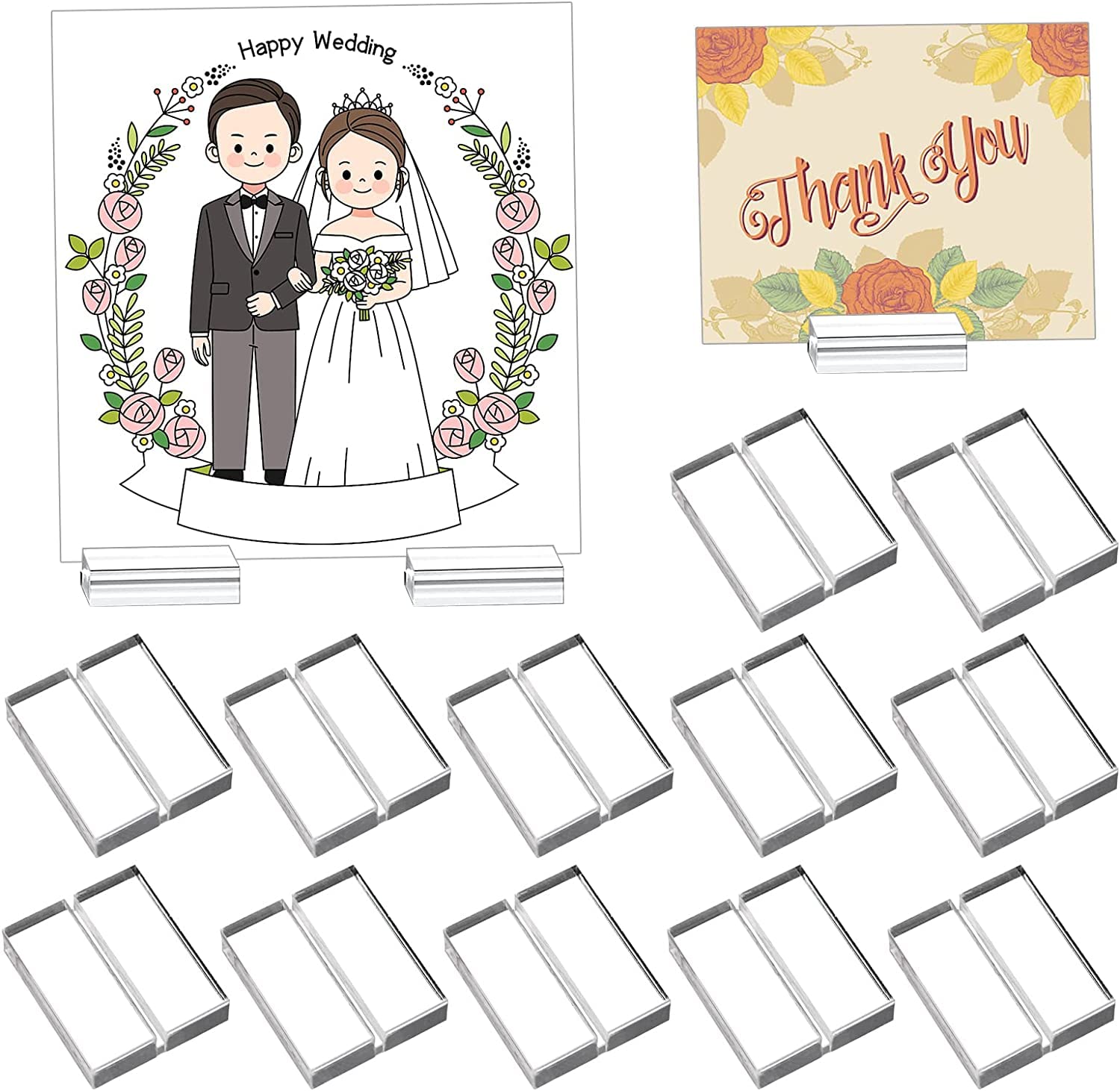 Acrylic Sign Holder Clear Place Card Holders Acrylic Stands Table Number Stands Wedding Sign Holders Card Display Stand for Table Wedding Photo Office Menu Meeting Party Event Decoration(12Pcs, 1.2")