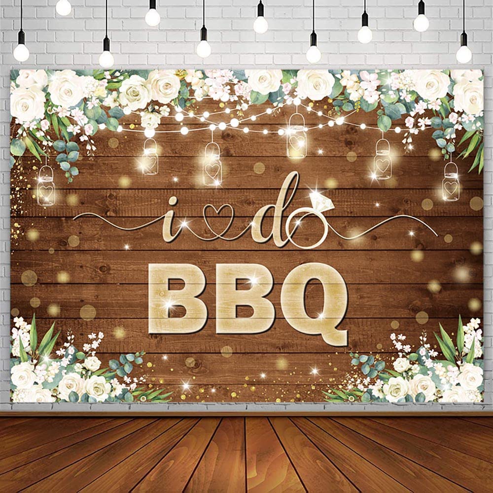 AIBIIN 7x5ft I Do BBQ Backdrop for Adults Men Women Couples Engagement Bridal Shower Boho Wedding Rustic Wooden Photography Background Baby Shower Birthday Party Decorations Banner Photo Booth Props