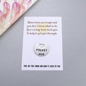 When Times are Tough Little Keepsake Pocket Hug Token & Greeting Card for Friends Family, Positivity Cheer Pick Me Up Mental Health Gift, Think of You Missing You Gift