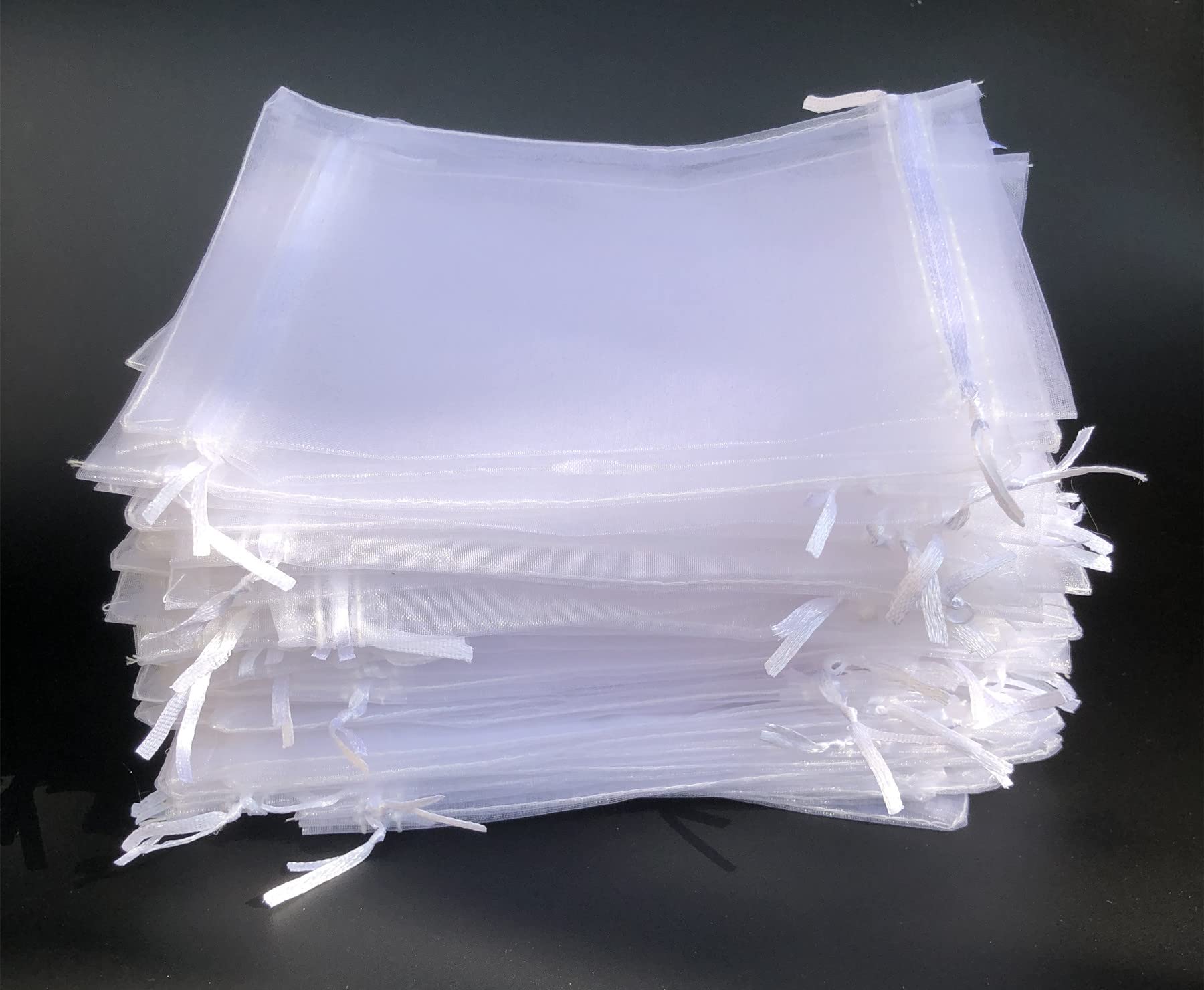 100 Pieces of 8X12Inches White Large Sheer Organza Bags Party Gift Wedding with Drawstrings Sachet Festivals Makeup Bags