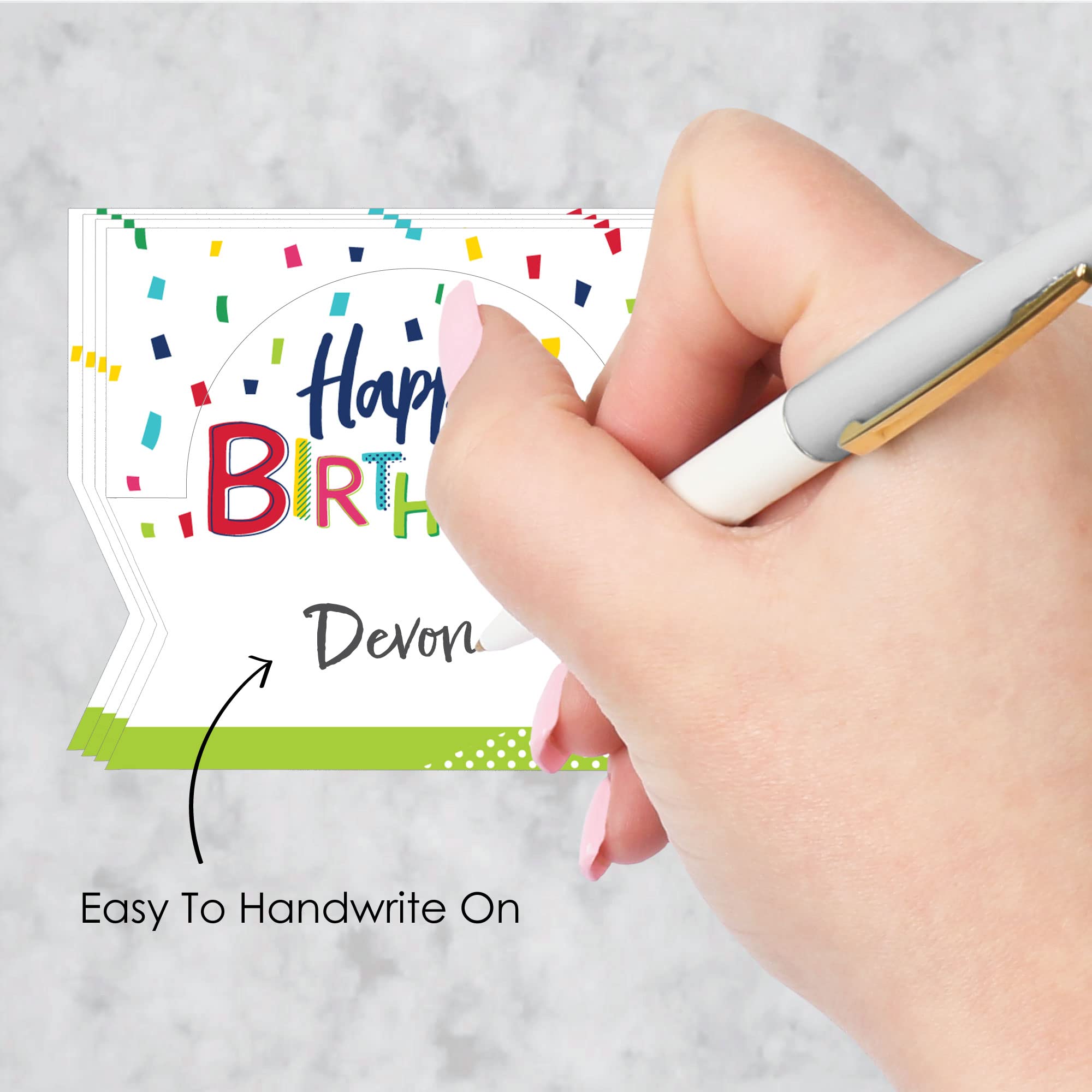 Big Dot of Happiness Cheerful Happy Birthday - Colorful Birthday Party Tent Buffet Card - Table Setting Name Place Cards - Set of 24