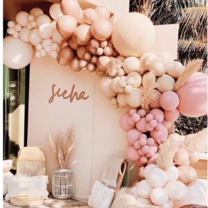 boho balloon arch kit 156pcs dusty rose balloon garland double stuffed dusty pink nude brown cream peach chrome rose gold balloon garland kit for baby shower bridal wedding birthday party decorations