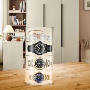 Acrylic Belt Organizer for Closet - 4 Compartments Transparent Storage Holder | Display Case for Makeup, Jewelry, Watches, Bow Tie, & Bracelets | Multipurpose Clear Containers & Versatile Design