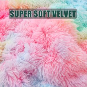 Mengersi Velvet Floor Pillows,Faux Fur Tie Dye Pillow Bed Floor Lounger Cover,Sleeping Mat for Girls Teen Toddler,Pillow Lounger for Reading Playing Games Party,Requires 5 Pillows(King,Pink)