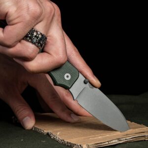 WeKnife Big Banter Pocket Knife for EDC, Ben Petersen Folding Knife with 3.69”CPM 20CV Blade Canvas Micarta Handle, Titanium Thumb Stud Opener WE21045-2 (Green)