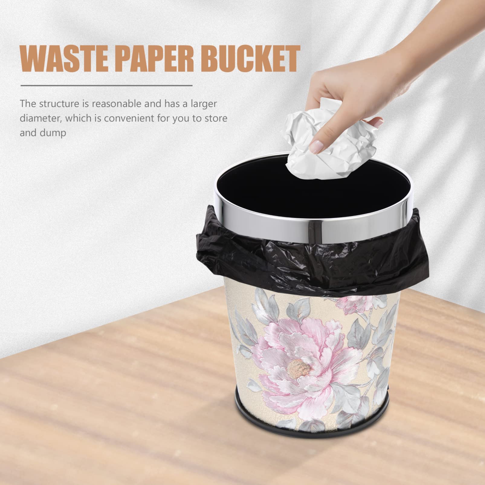 Operitacx Bathroom Trash Can Multi-Function Garbage Bucket Practical Trash Can Paper Waste Container Retro Style Trash Can Waste Paper Bucket Decorative Garbage Container Trash Container