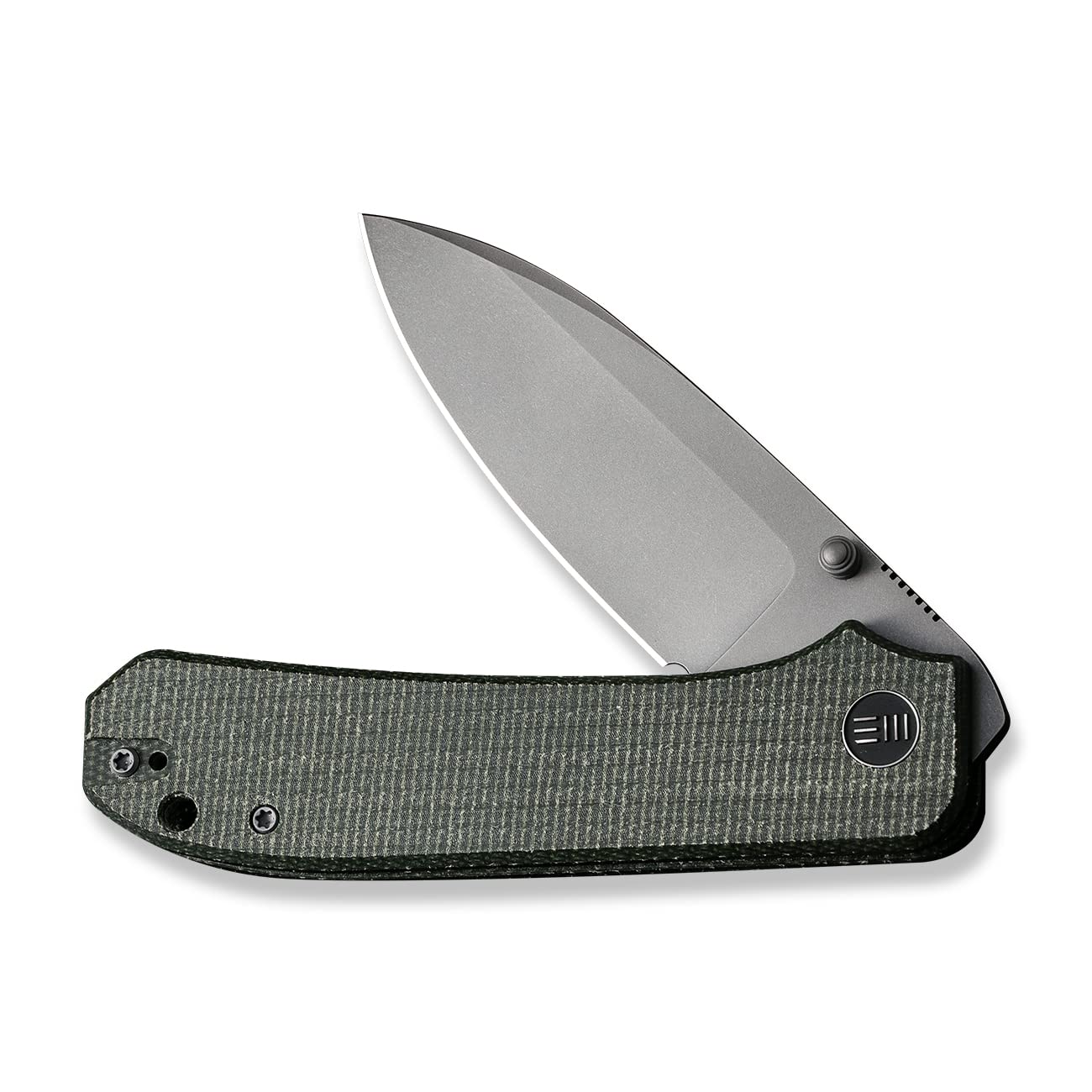 WeKnife Big Banter Pocket Knife for EDC, Ben Petersen Folding Knife with 3.69”CPM 20CV Blade Canvas Micarta Handle, Titanium Thumb Stud Opener WE21045-2 (Green)