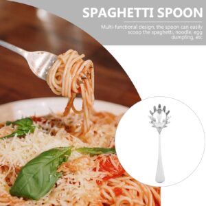 Housoutil Stainless Steel Pasta Server - 9.4inch 304 Pasta Spoon Spaghetti Spoon Server with Teeth - Noodle Spoon Server for Dumpling Ice Cube - Heat Resistant Design