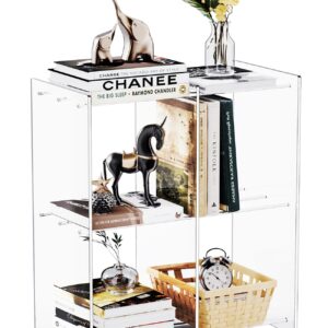 solaround Acrylic Bookshelf Bookcase, Storage Organizer for Bathroom, Clear Storage Shelf Freestanding