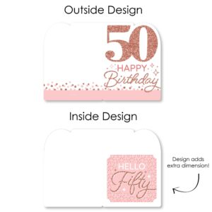 Big Dot of Happiness 50th Pink Rose Gold Birthday - Happy Birthday Giant Greeting Card - Big Shaped Jumborific Card - 16.5 x 22 inches