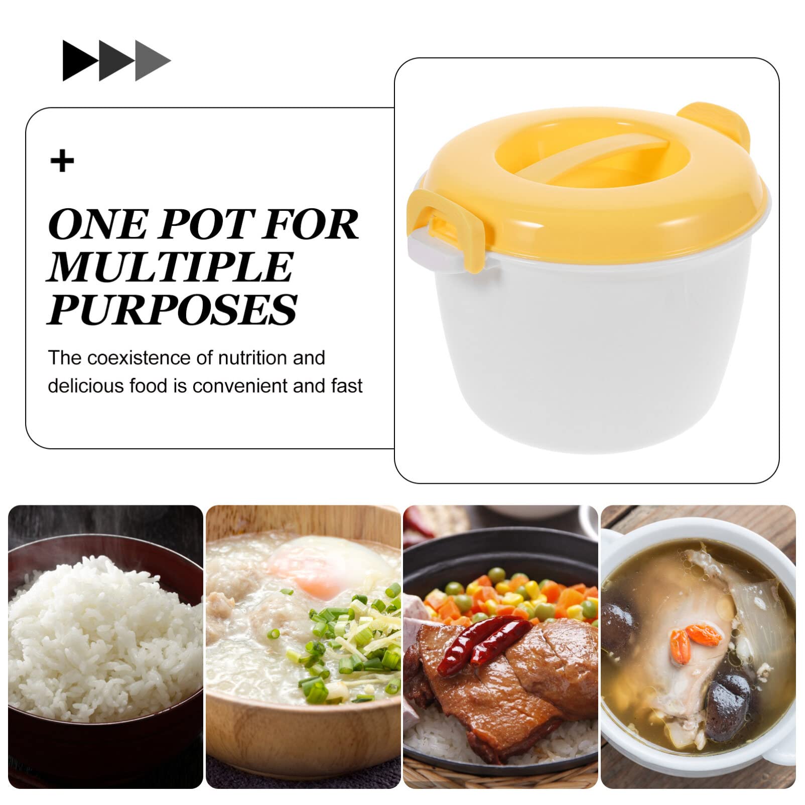 Microwave Rice Cooker Vegetable Steamer Set Portable Travel Removable Non- Stick Pot Kitchen Cookware for Cooking Soup Rice Stews Oatmeal 20X20X15.5CM