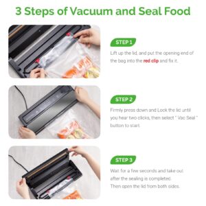 GERYON Vacuum Sealer Machine Black and 2 Pack Vacuum Sealer Bag 8x16ft Rolls