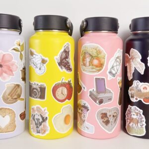 Aowplc 350 Pcs Aesthetic Vintage Vinyl Stickers for Water Bottles Scrapbook Laptop