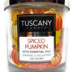 Tuscany Candle Premium Satin Wax Spiced Pumpkin 14 Ounce Jar Candle