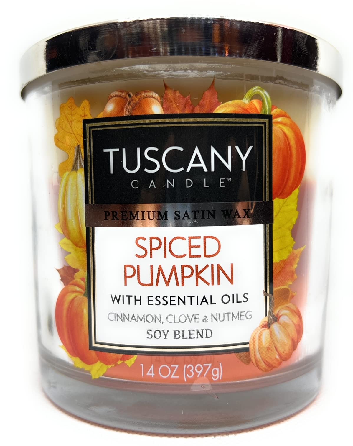 Tuscany Candle Premium Satin Wax Spiced Pumpkin 14 Ounce Jar Candle