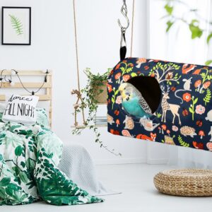 ShuRung Parrot Cockatiel Warm House Bird Nest Bed Winter Hanging Hammock Birds Sleeping Bed Parrot Hideway Bed Polyester Fabric for Parrot Parakeet Cockatiels Budgies Lovebird African Grey (S)