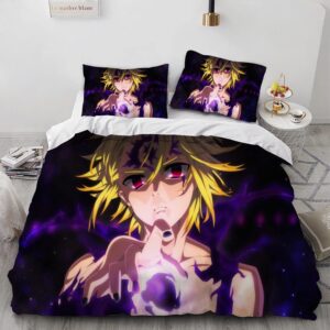 lhasa seven deadly sins anime wrath duvet covers, soft microfiber washed duvet cover set 3 pieces with zipper closure. (05,full (79"x90"))