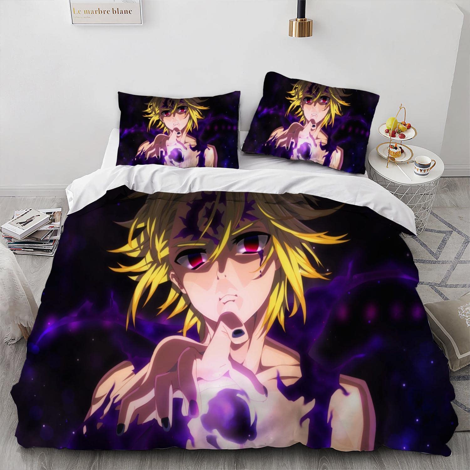 LHASA Seven Deadly Sins Anime Wrath Duvet Covers, Soft Microfiber Washed Duvet Cover Set 3 Pieces with Zipper Closure. (05,Full (79"x90"))