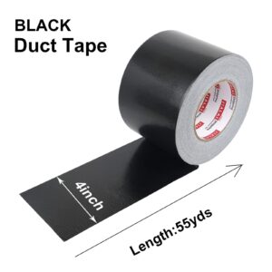 JIALAI HOME 4 Inches Duct Tape Black, Industrial Grade 4 inches x 55 Yards (164 ft), 9 Mil Heavy-Duty, Waterproof, Flexible, No Residue, UV Resistant for Crafts & Home Improvement