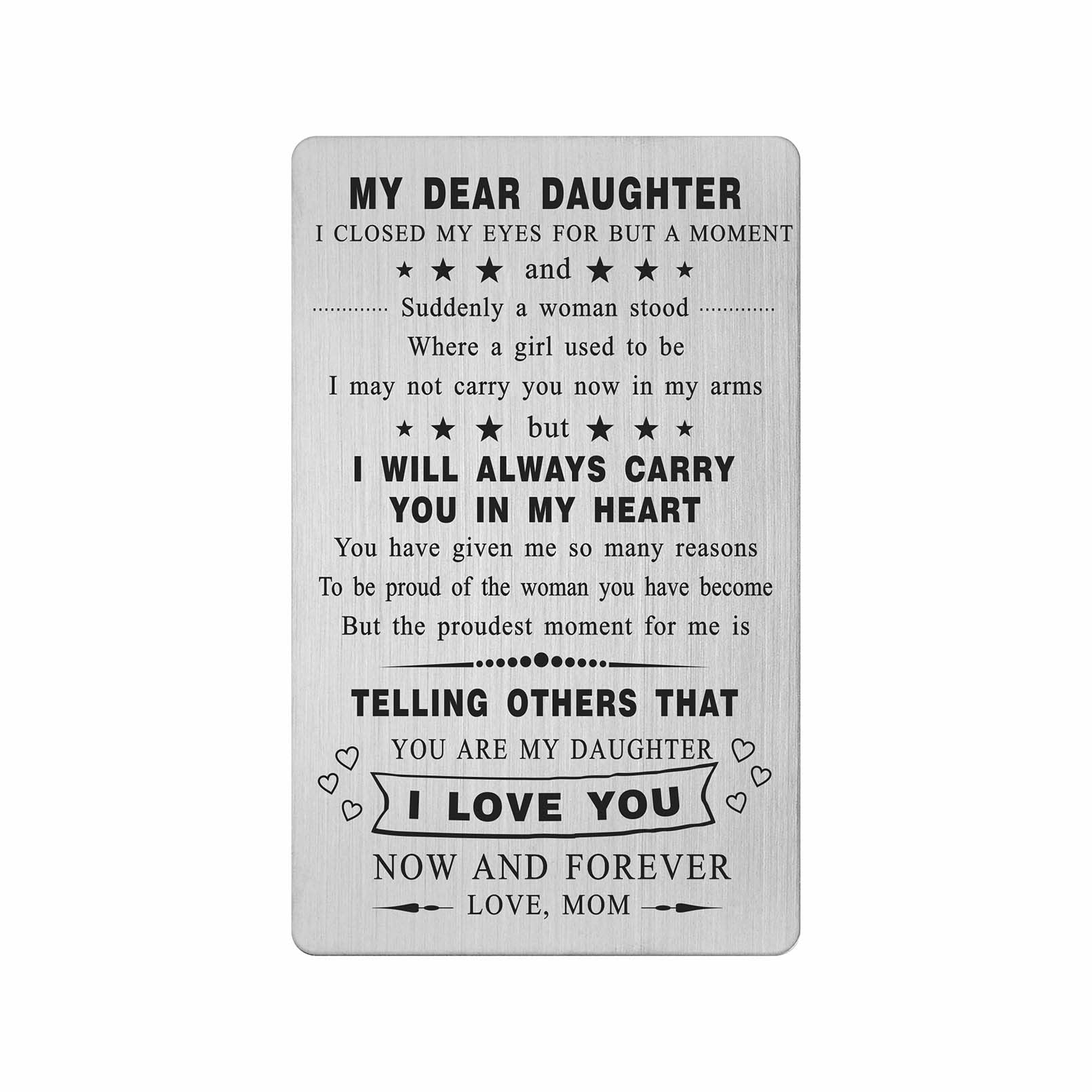 Yobent Daughter Christmas Card Gifts from Mom, Happy Daughter Birthday Gift, Personalized Awesome Daughter Graduation Present Wallet Card, I Love My Favorite Daughter Gift for Adult Teen Girl