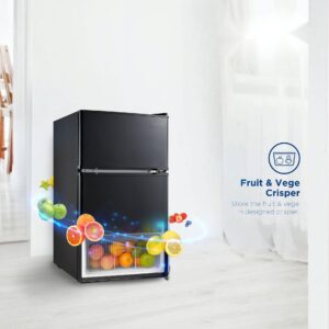 3.2 Cu Feet Two Door Compact Refrigerator with Freezer, Black