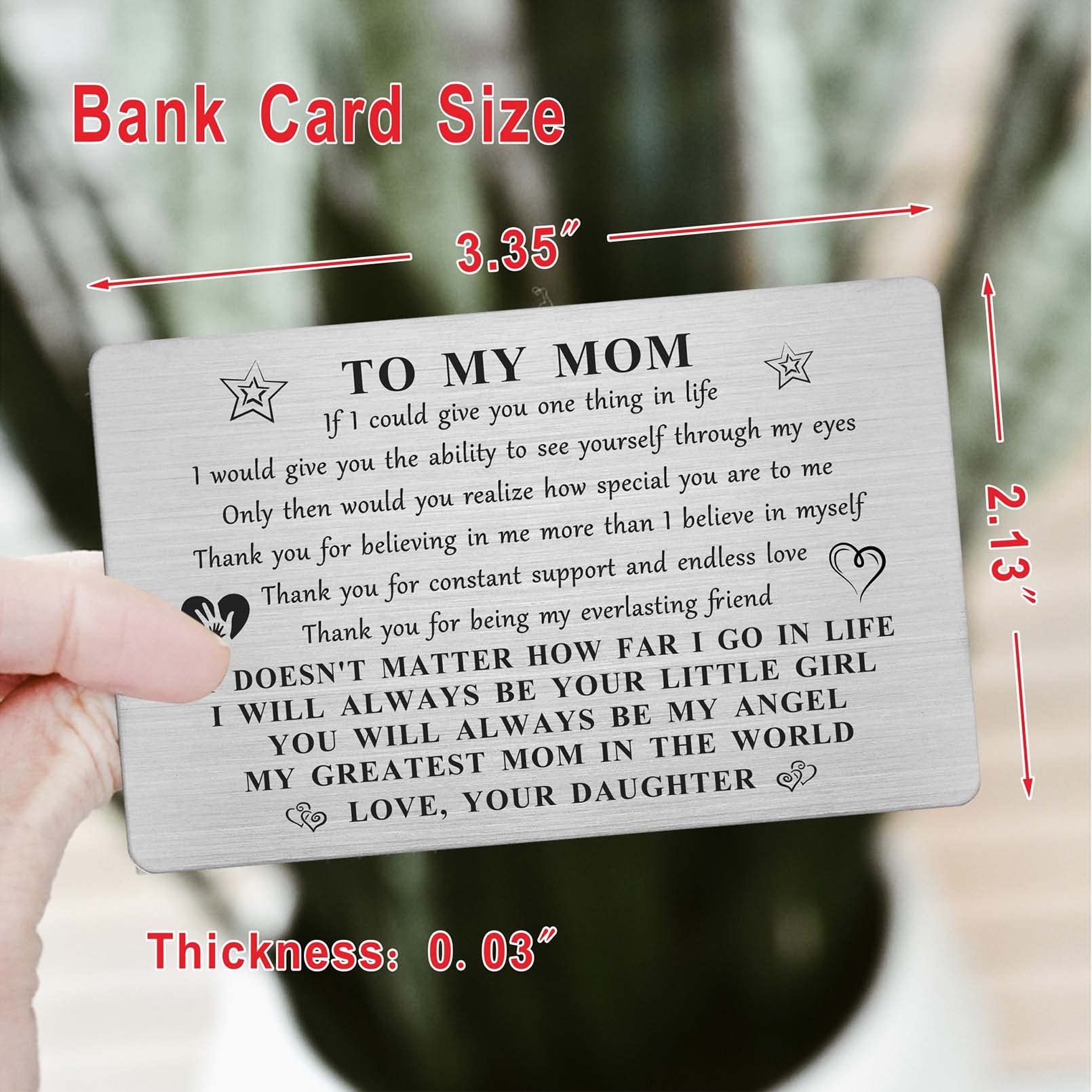 Yobent Mom Gifts from Daughter, Happy Birthday Mom Gift Card, Personalized Thank You Mom Christmas Gift for Women, I Love My Mom Present