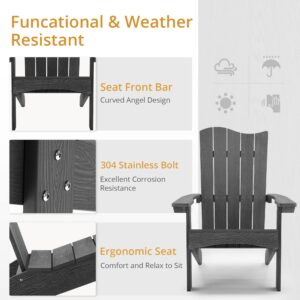 LUE BONA Wave Design Adirondack Chair Set of 2, Poly HDPS Adirondack Chairs, Modern Fire Pit Chairs Weather Resistant for Outdoor,Deck,Balcony,Garden, Backyard, Dark Brown