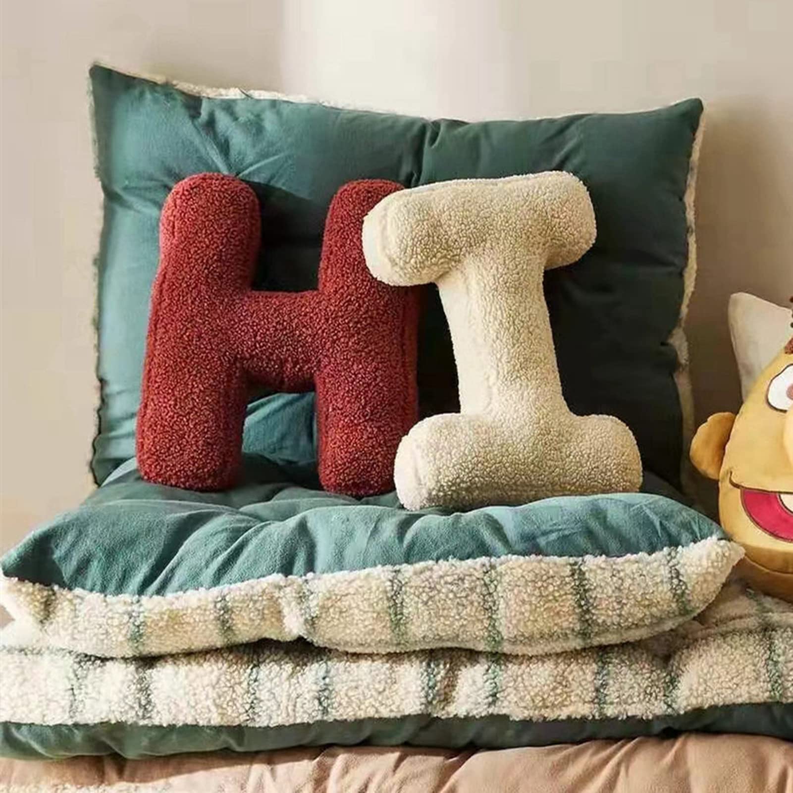 Grebest Large Plush Toy,English Letter Pillow Soft Cushion Teaching Words Game Props Children Toy Nursery Decor Stuffed Living Room Decoration for Room Decor Brown G