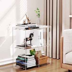 solaround Acrylic Bookshelf Bookcase, Storage Organizer for Bathroom, Clear Storage Shelf Freestanding