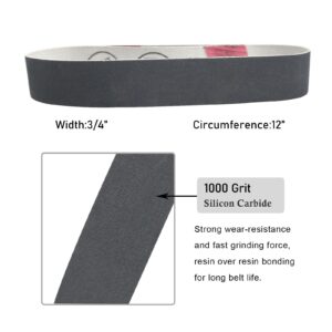 3/4 x 12 inch Knife Sharpening Belts, 24 Pack 1000 Grit Replacement Belts for Work Sharp Knife and Tool Sharpeners(Ken Onion Edition)