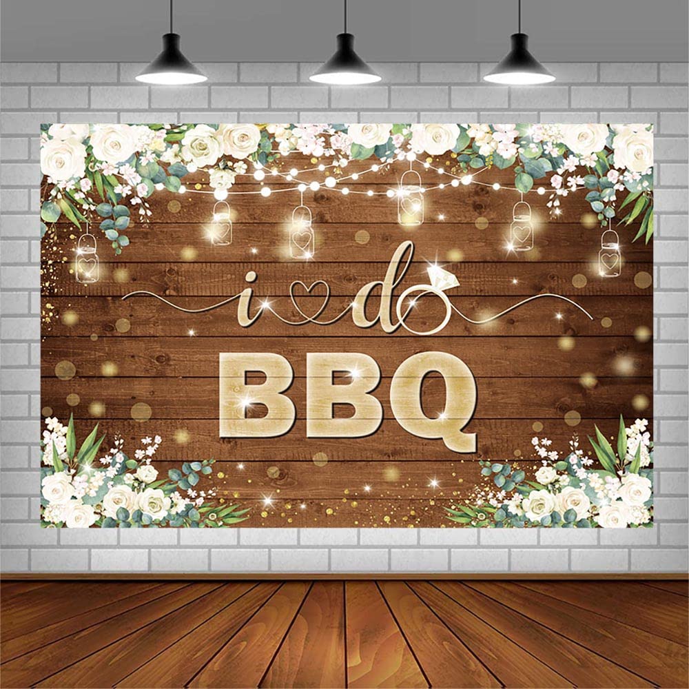 AIBIIN 7x5ft I Do BBQ Backdrop for Adults Men Women Couples Engagement Bridal Shower Boho Wedding Rustic Wooden Photography Background Baby Shower Birthday Party Decorations Banner Photo Booth Props