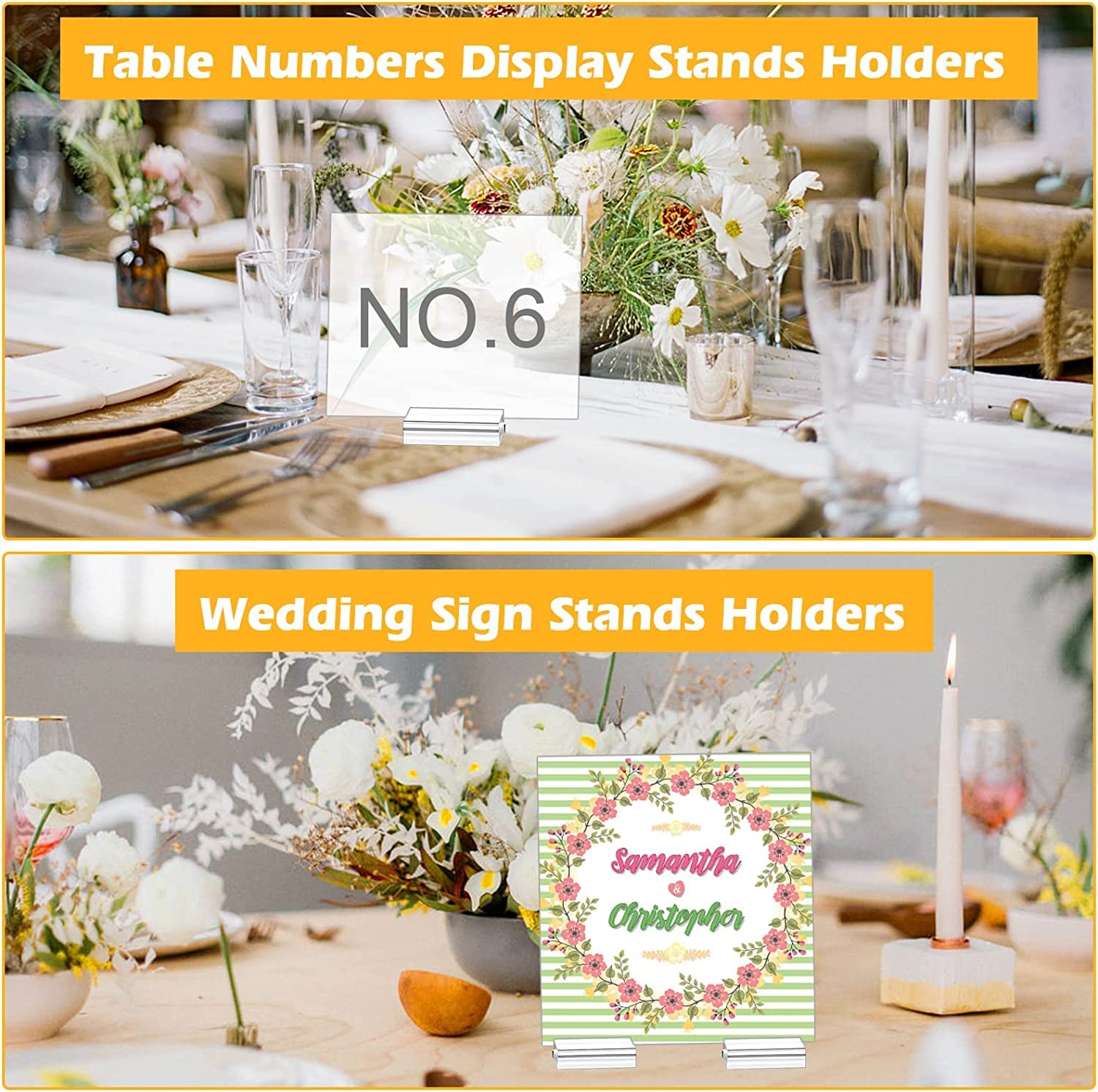 Acrylic Sign Holder Clear Place Card Holders Acrylic Stands Table Number Stands Wedding Sign Holders Card Display Stand for Table Wedding Photo Office Menu Meeting Party Event Decoration(12Pcs, 1.2")