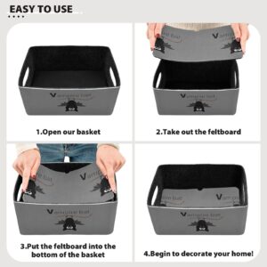 Oyihfvs Vampire Bat On Grey 2 PCs Collapsible Storage Bins Baskets, Foldable Felt Fabric Organizer Cube Boxes Storage Bags for Shelves Closet Home Decor