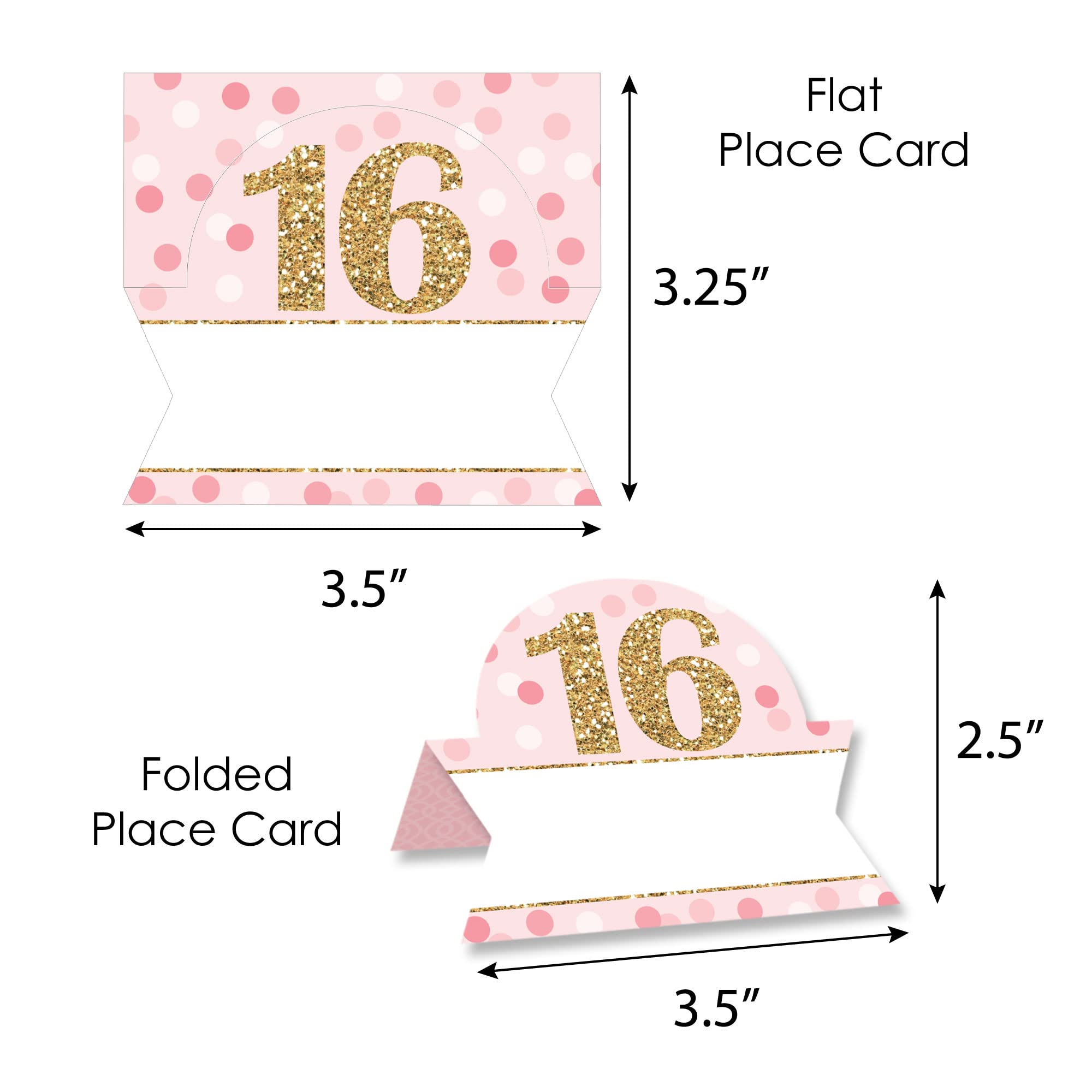 Big Dot of Happiness Sweet 16-16th Birthday Party Tent Buffet Card - Table Setting Name Place Cards - Set of 24