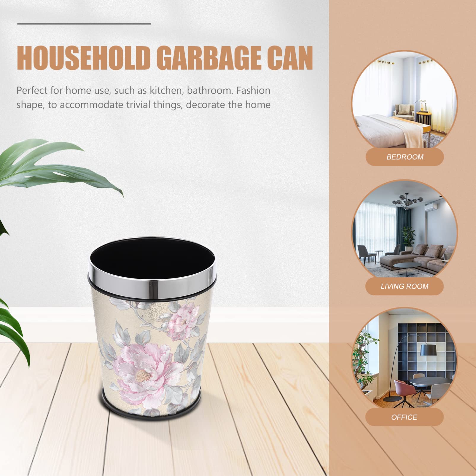 Operitacx Bathroom Trash Can Multi-Function Garbage Bucket Practical Trash Can Paper Waste Container Retro Style Trash Can Waste Paper Bucket Decorative Garbage Container Trash Container