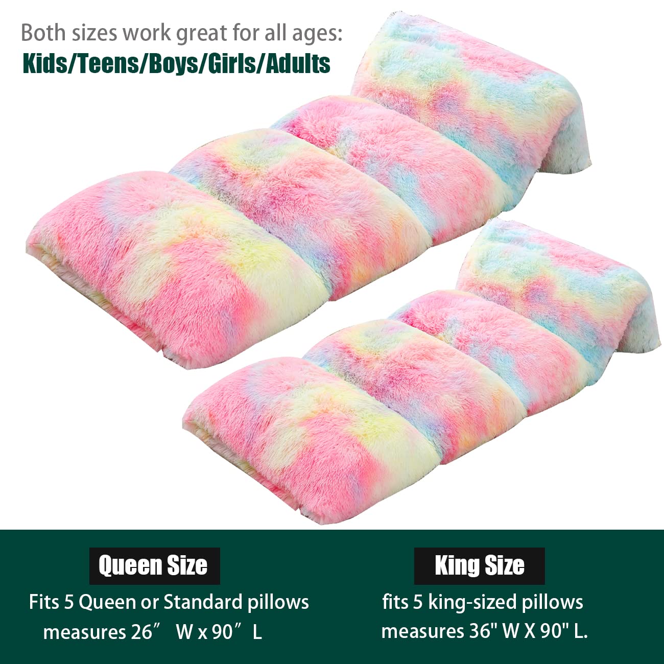 Mengersi Velvet Floor Pillows,Faux Fur Tie Dye Pillow Bed Floor Lounger Cover,Sleeping Mat for Girls Teen Toddler,Pillow Lounger for Reading Playing Games Party,Requires 5 Pillows(King,Pink)