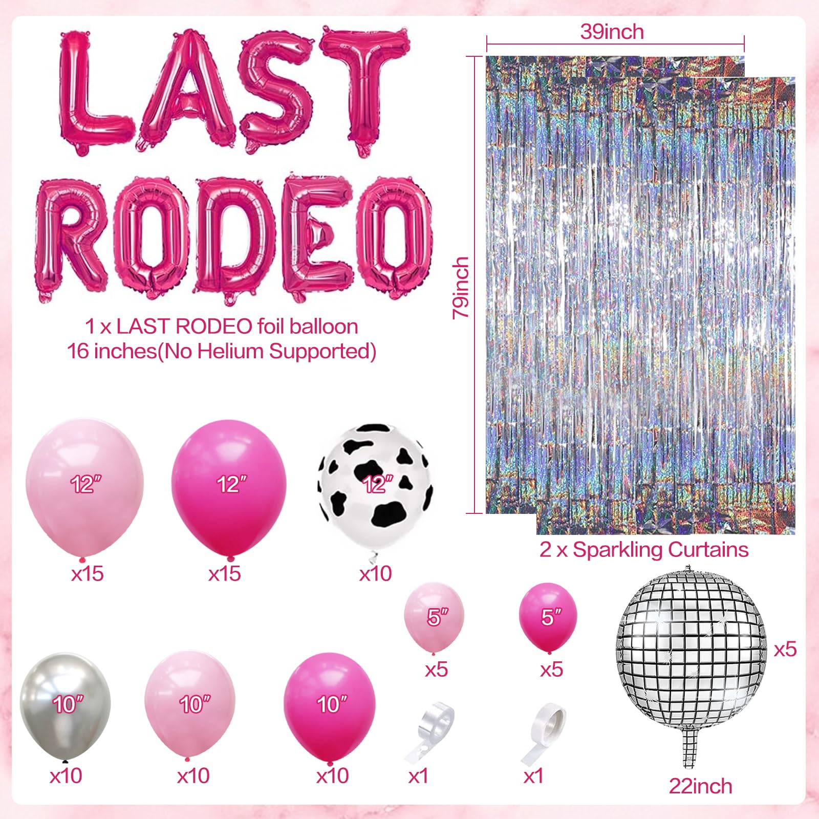 99 Pcs Western Theme Last Rodeo Bachelorette Party Decorations - Cowgirl Ring Balloon Garland Arch Kit Pink for Final Rodeo Bride to be Wedding Bridal Shower Party Decoration Supplies