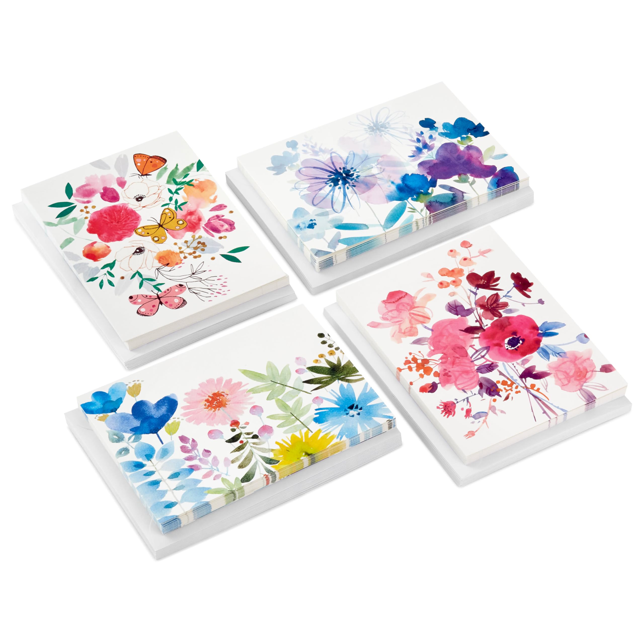 Hallmark Blank Cards Assortment, Painted Flowers (48 Cards with Envelopes)