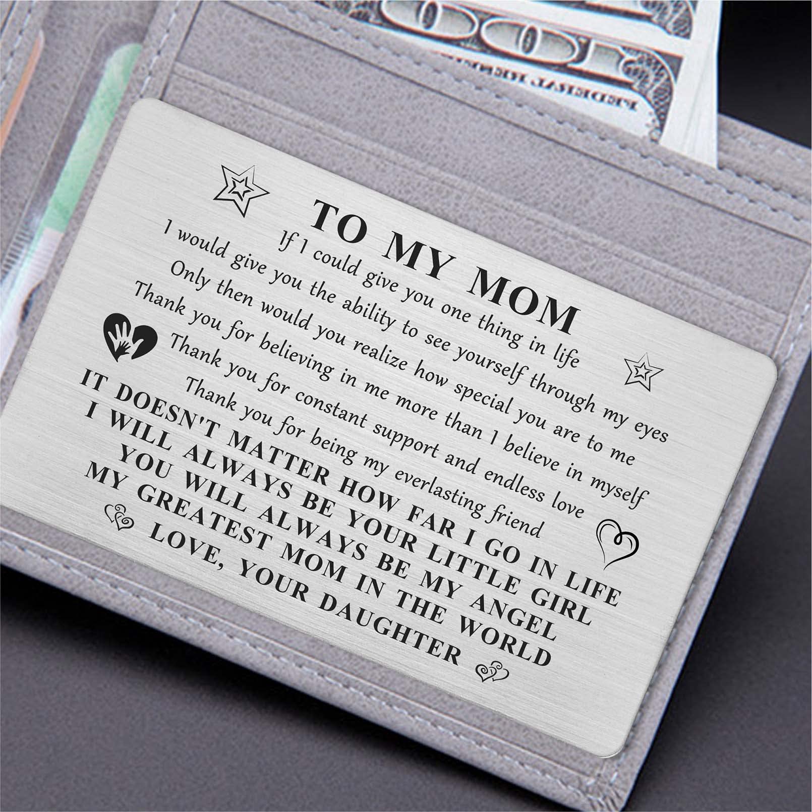 Yobent Mom Gifts from Daughter, Happy Birthday Mom Gift Card, Personalized Thank You Mom Christmas Gift for Women, I Love My Mom Present